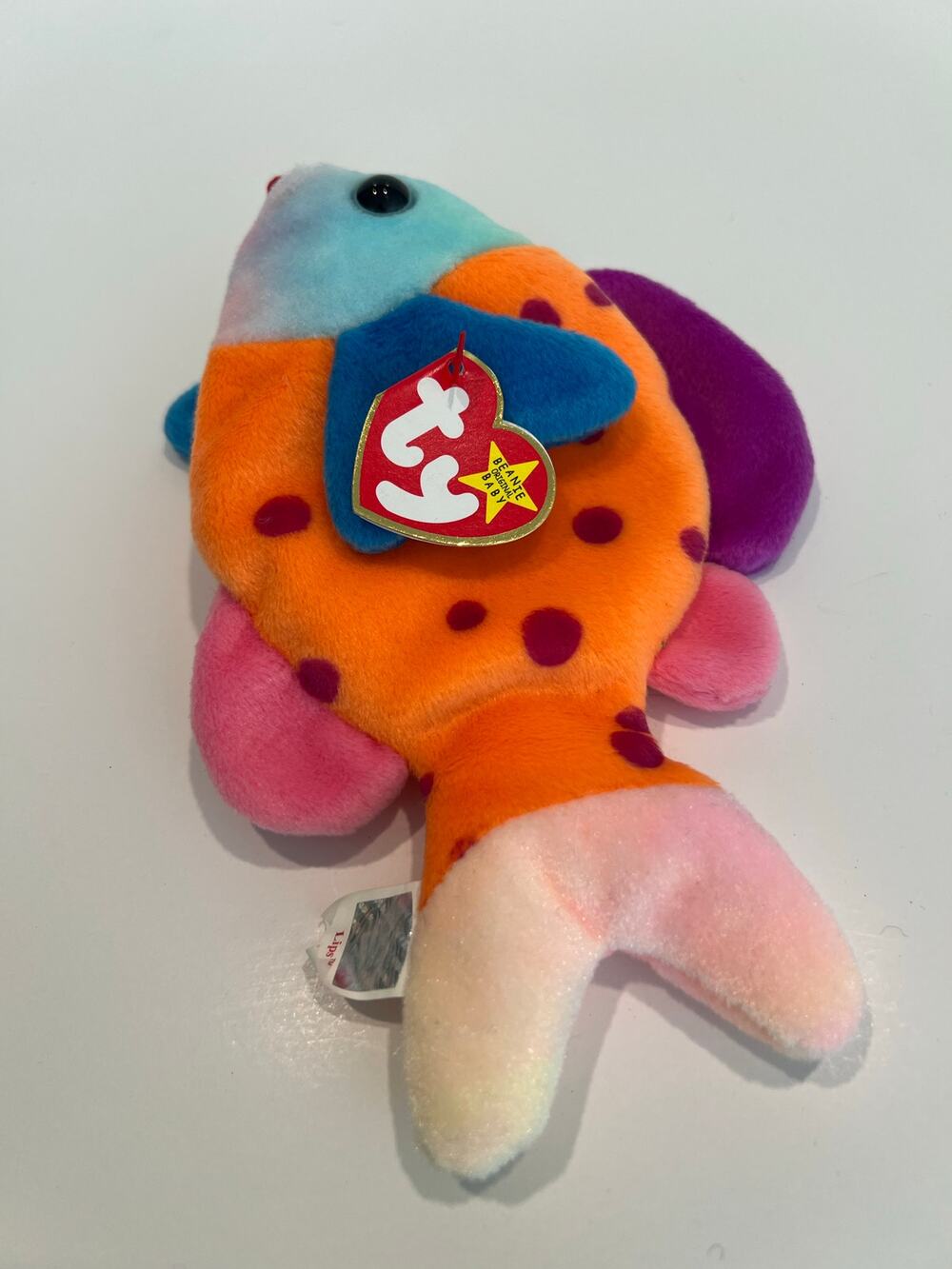 Ty Beanie Baby 1999 Lips the Fish Beanbag Plush Toy P.E. Pellets JL